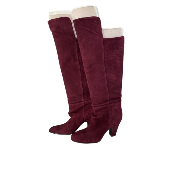 Nine West High Maroon Suade Boots - New With Original Bag And Stuffing - Size 8 - Picture 5 of 7